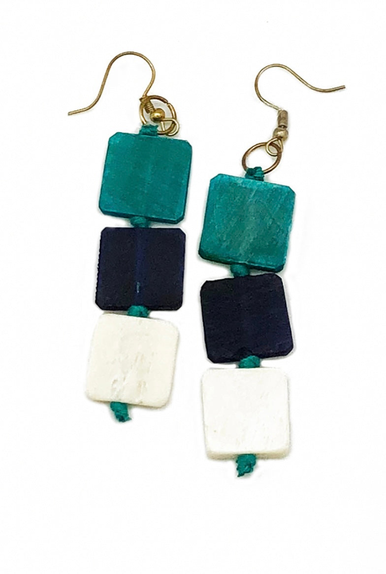 Ocean Tide 3 Stone Earrings