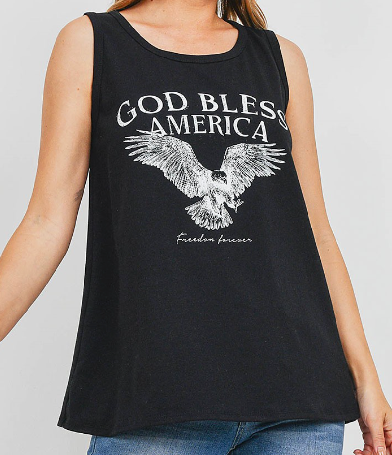 God Bless America Black & White Tank