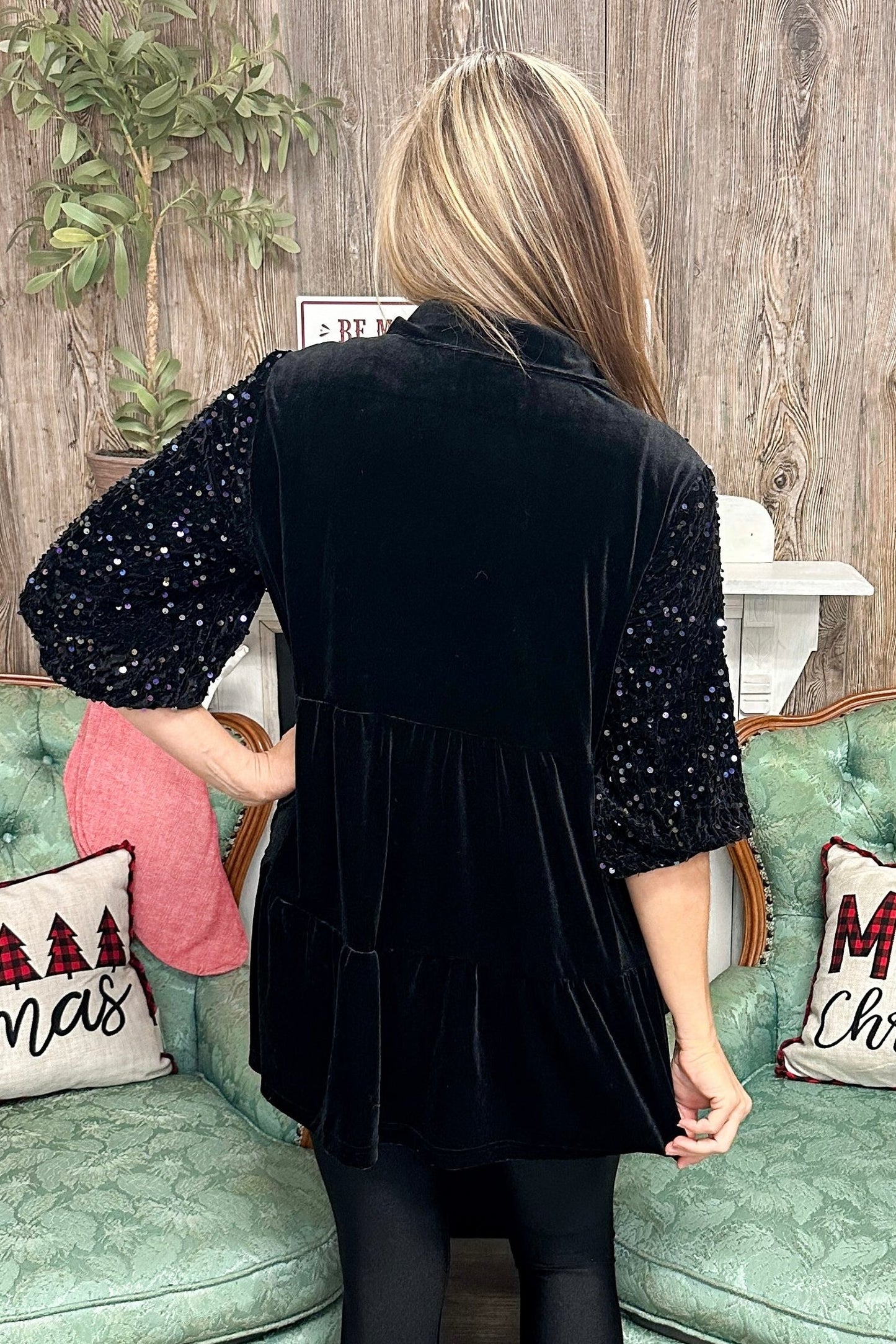 Twinkling Lights Sequin Tunic Top