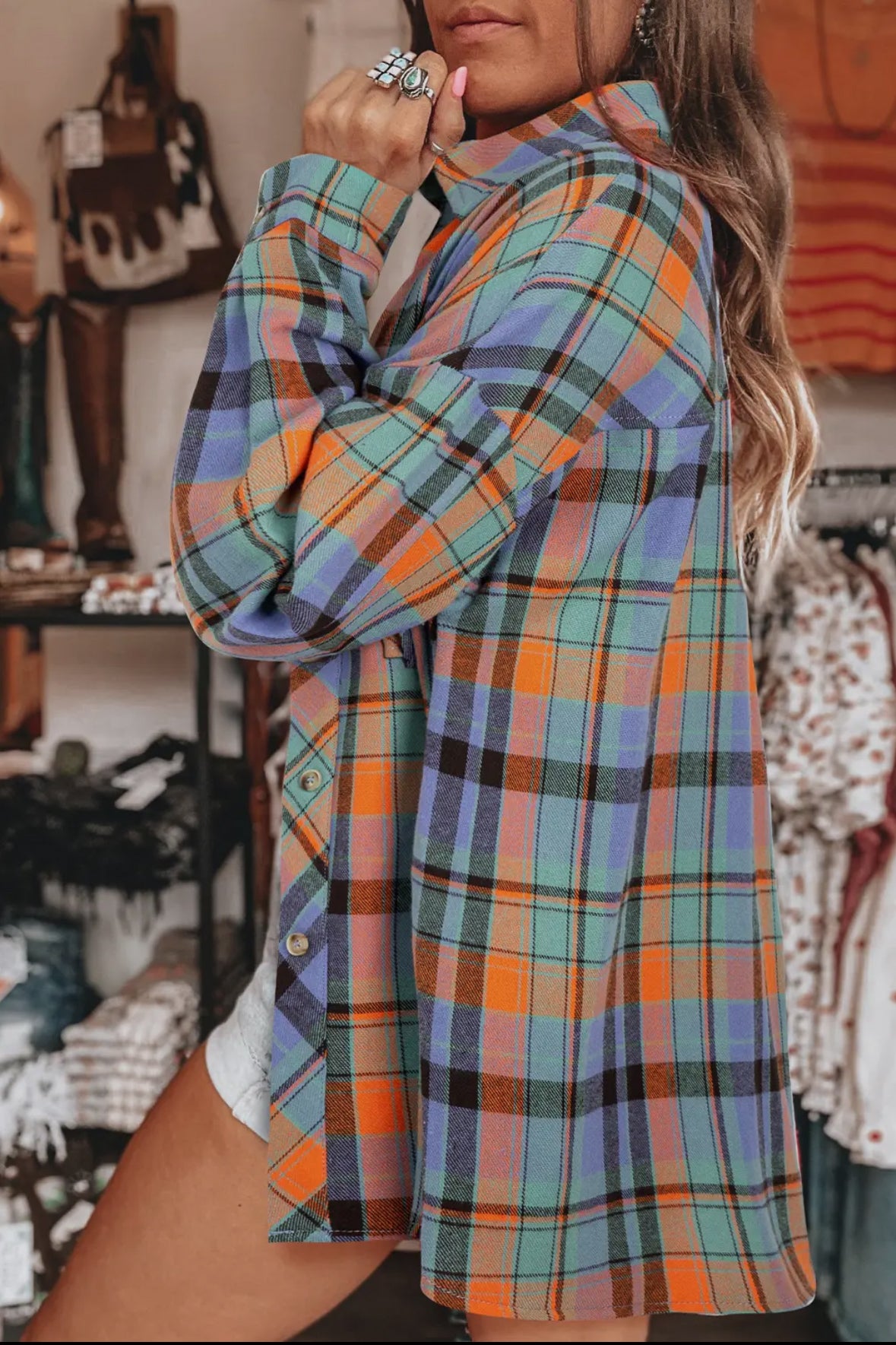 Visiting the Orchard Plaid Flannel Long Sleeve Top